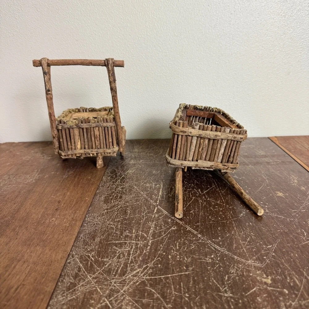 Twig Stick‎ Cottagecore Indoor Planters Cart & Wheelbarrow